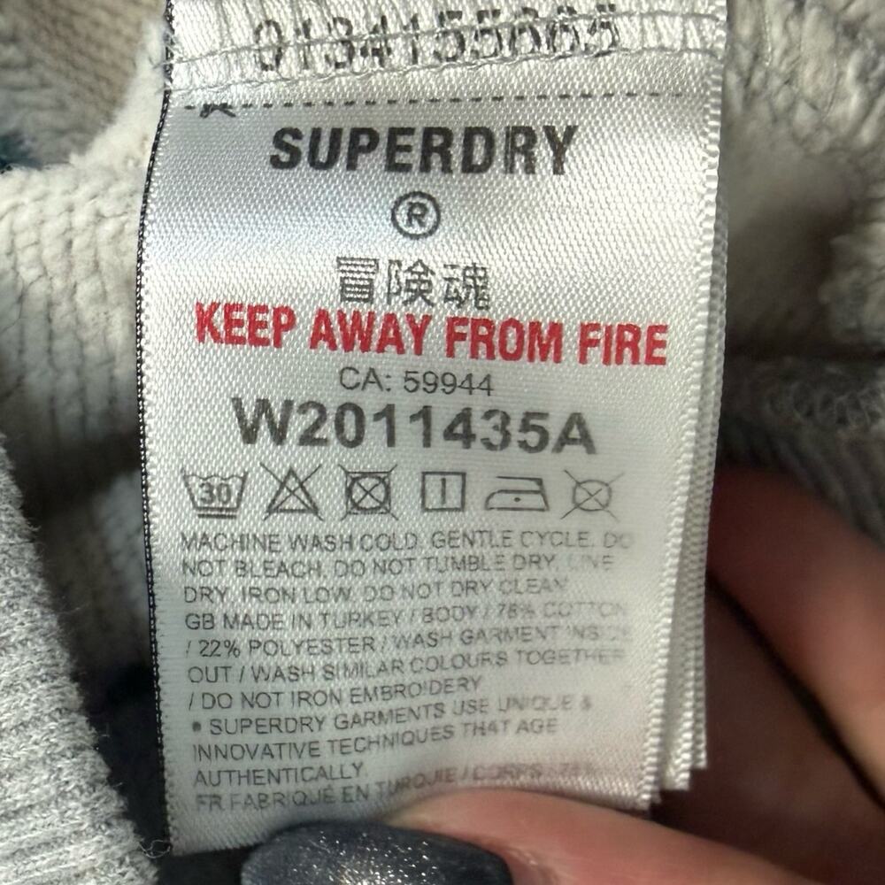 Superdry Grey Vintage Cali Stripe 70s Style Mock Neck Crew Sweatshirt Size 4 - Picture 5 of 11